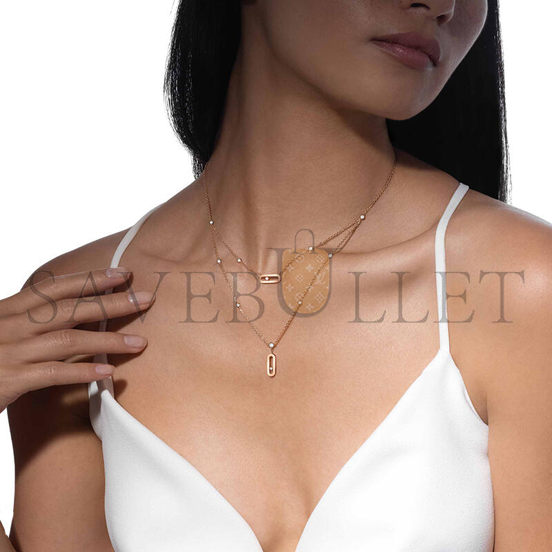 Mes1kaa move uno two-row necklace pink gold d1am0nd necklace 08852-pg